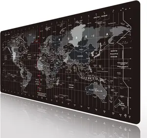 Gaming Mouse Pad Black World Map Mouse Pad with Anti-Slip Rubber Base, Extended XXL Long Gaming Mousepad Big Mouse Pads for Desk