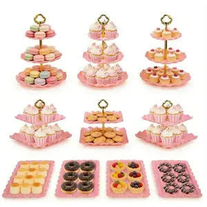 Tableware Cake Stand Set - 3 Cupcake Holders, 3 Cupcake Holders, 4 Appetizer Trays - Ideal for Birthdays, Bridal Showers, Cupcake Holder