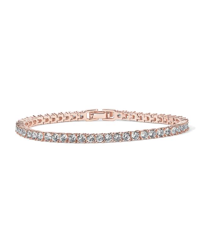 PAVOI 14K Gold Plated 3mm Cubic Zirconia Classic Tennis Bracelet - Hypoallergenic Gold Bracelets for Women - Size 6.5-7.5 Inch - Simulated Diamond Tennis Bracelets