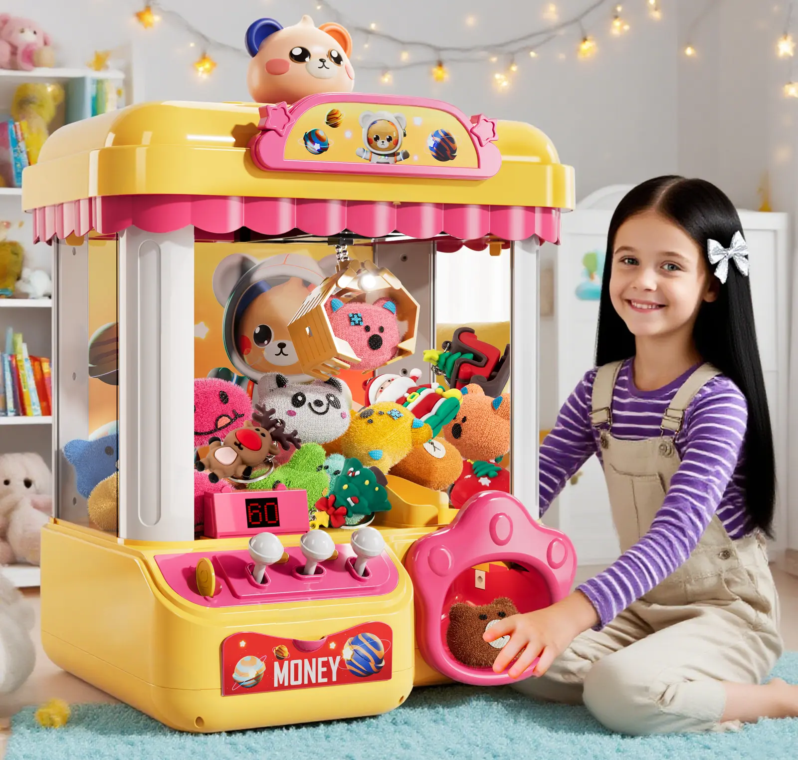 Mini Claw Machine Pretend Play Toy for Kids Ages 3-8,Safe Plastic STEM Educational Indoor Game,Compact Space-Saving Parent-Child Interactive Prop,Anxiety Relief Sensory Gift for Boys&Girls (Birthday/Christmas/Holiday)