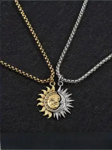 2026 New Model Sun and moon design asymmetrical couple necklace men and women jewelry brothers necklace gift Jewelry Gifts suitable for any scene party necklace Pendant#Fashionweek#Fallfreshness