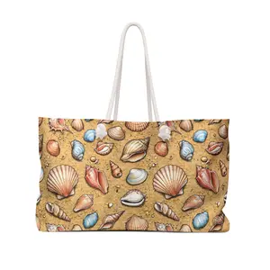 Seashell Pattern Weekender Bag | Beach Tote, Sand Shell Print