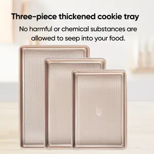 Sheet Pan Set of 3 Cookie Sheets Nonstick Half Quarter Jelly Roll Pans Replacement Oven Tray Heavy Duty Easy Clean