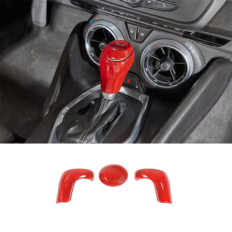 Car Interior Gearshifter Cover Trim - Stylish Fitment Decorative Vehicle Accessory for 2016+ Chevy Camaro, Car Interior Decorative Accessory, Car Accessory Red Racing