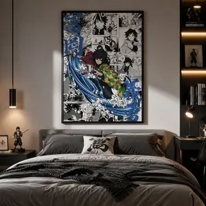 Anime Manga Poster - Demon Giyu Tomioka bedroom canvas posters Canvas Painting, hall wall art, bathroom canvas posters, home poster decoration Kitchen Paintings