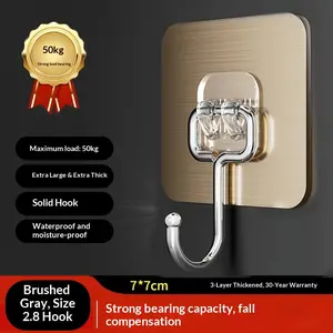 20 pieces per packStrong Adhesive Plastic Hook with Metal Durability – Gold Square Design for Bathroom, Kitchen, and Home Use