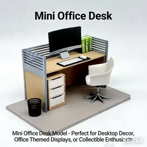 Mini Office Cubicle Model ,3D Printed Desk Ornament, Dollhouse Office Furniture,Tiny Workstation model, Office Desk Decor, Coworker Gift, Miniature Office Set, Mini Computer Model