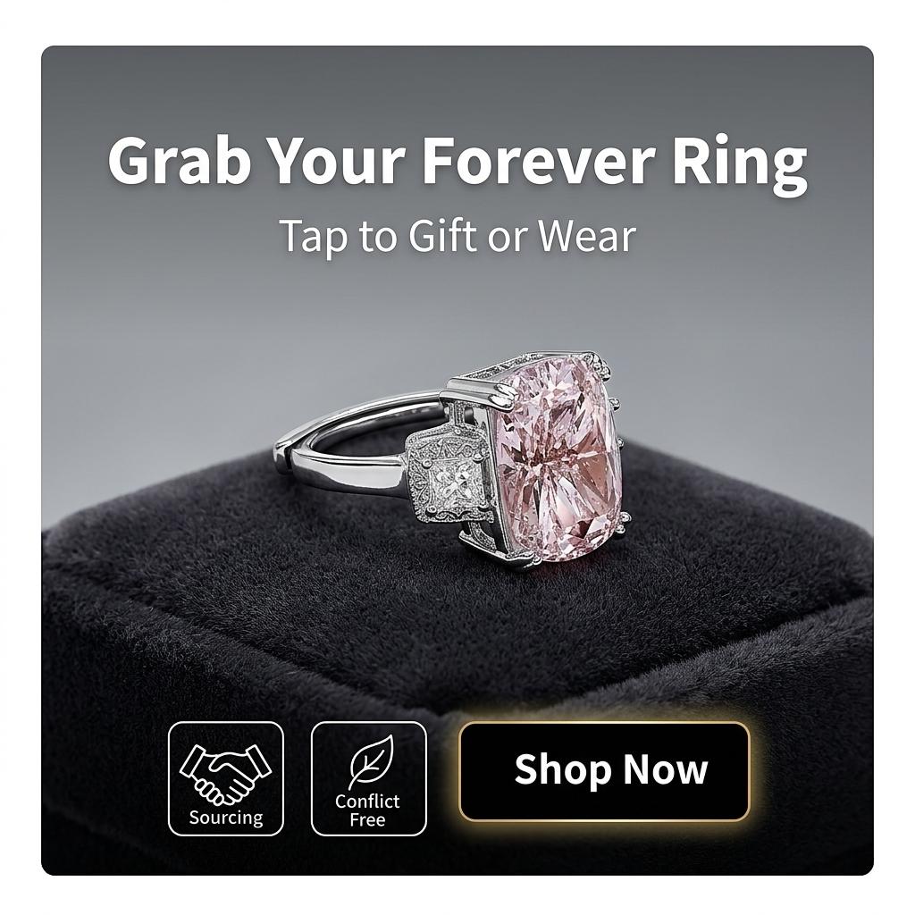 Luxury Cushion Cut Pink Diamond Ring, White Gold Plated Color Gemstone Ring, Elegant Party Index Finger Ring