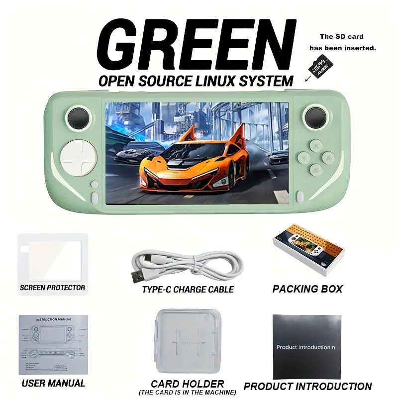 Winter New E6 Handheld Game Console, Retro Gaming Device, Portable Handheld, Horizontal Screen, Mini Handheld, 12.95cm IPS Display, TF Card Slot and USB-C Charging, Supports Emulators for CP2/PSP/N64, etc, Rechargeable Game Console