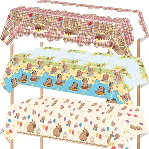 1Pc Capybara Party Tablecloth Supplies, Capybara Rectangular Plastic Tablecloth, Rectangular Table Capybara Birthday Party Supplies, Long Rectangle Design, Durable & Stylish Home Decor Accessory, Perfect for Everyday Use, Decoration