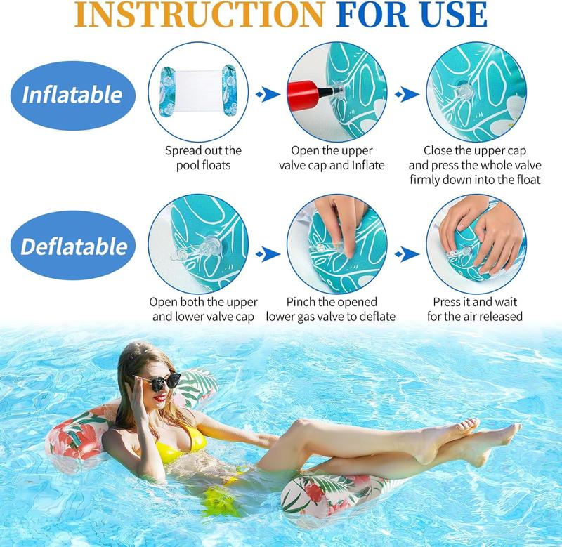 2-Pack Inflatable Pool Float Hammock – 4-in-1 Multi-Purpose Lounge Raft for Adults – Water Hammock, Saddle, Chair & Drifter – Comfortable Headrest & Mesh Seat – Ideal for Pool, Beach & Lake Relaxation