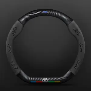 Car Anti-Slip Suede Carbon Fiber D-type Steering Wheel Cover For Ford ST EXPLORER EDGE Fiesta Focus Mondeo F150 Fusion Mustang Kuga Ranger