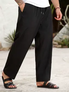 Men's Plus Size 2xl-6xl Minimalist Beach Pants, Elastic Waist Breathable Casual Shorts, Comfortable Summer Wear