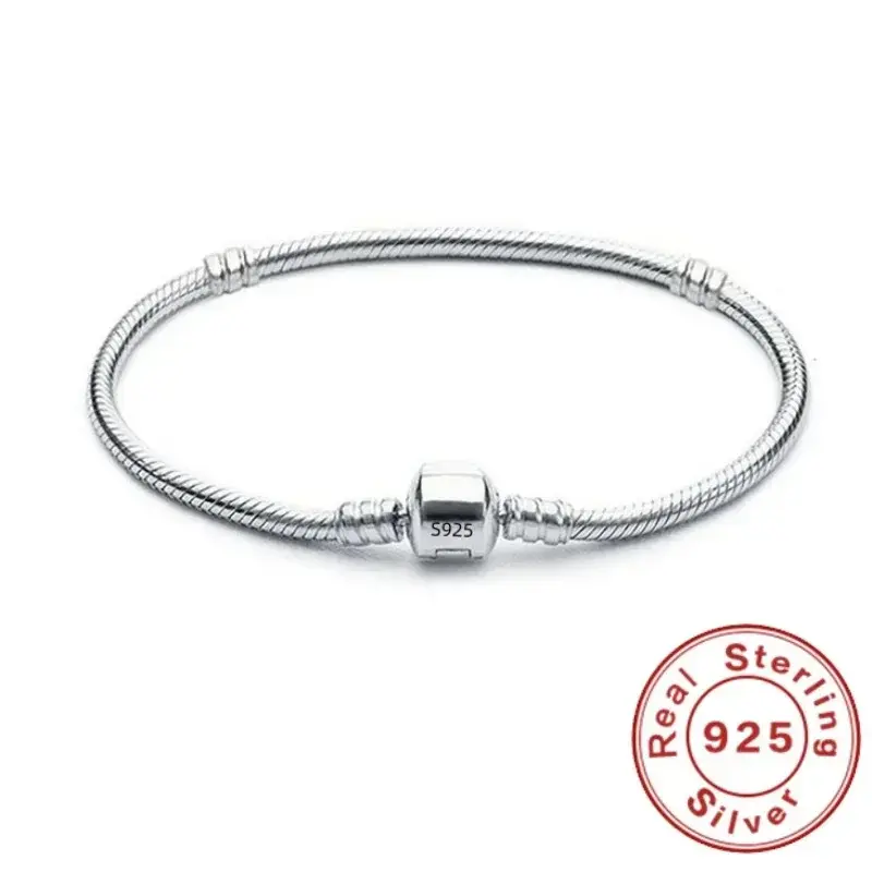 FASHION - New 925 Sterling Silver Snake Chain DIY Charm Bracelet for Women Gift Jewelry with Bracelets for Women браслет серебряный