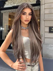 Topshe 13x6 Transparent Lace Front Wig, 30 Inch Long Curly with Highlights, High Temperature Resistant Fiber, Comfortable Breathable, Hd Lace Frontal