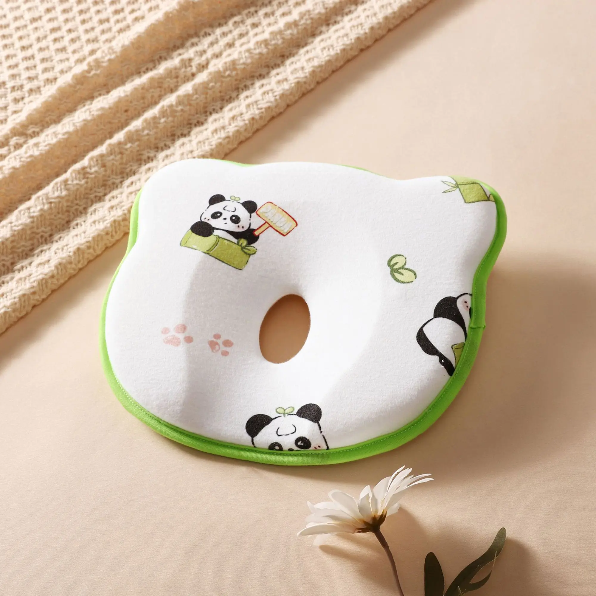 Baby Head Shaping Pillow - Soft Cute Animal Print, Anti-Flat Head, Baby-Shaped Neck Pillow for Newborn Sleeping Support, Baby-Shaped Neck Pillows