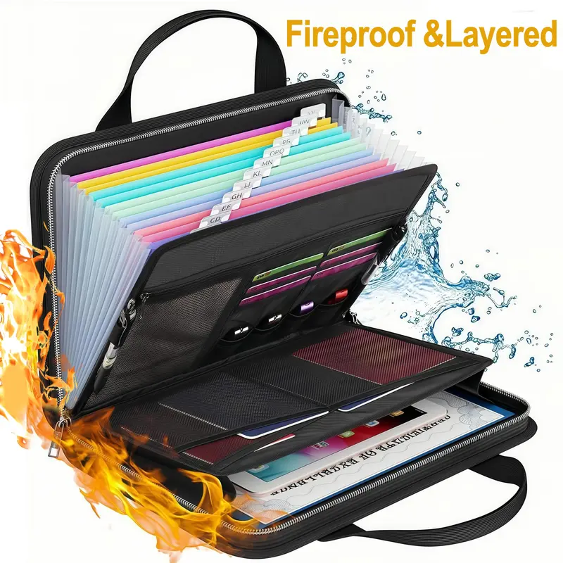 Fireproof Document Bag, Multi-Functional Fire-Resistant File Organizer, Expanding File Folder, Office File Storage, Safe Storage for Important Documents & Certificates