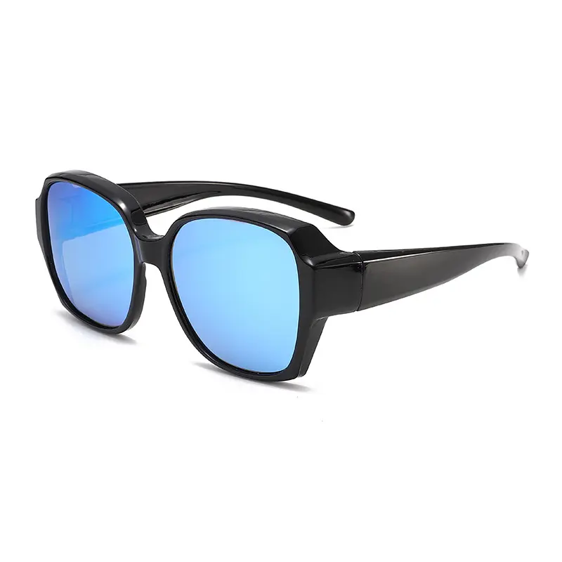 Black Frame, Blue Silver Mirror Lenses