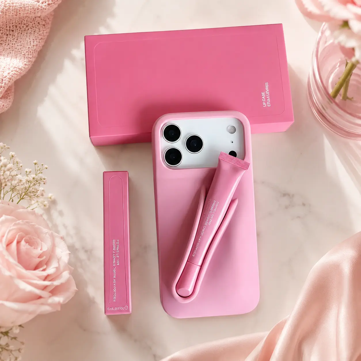 Premium Silicone iPhone Case with Lip Balm Holder – Compatible with iPhone 14–17 Pro, Ribbon
