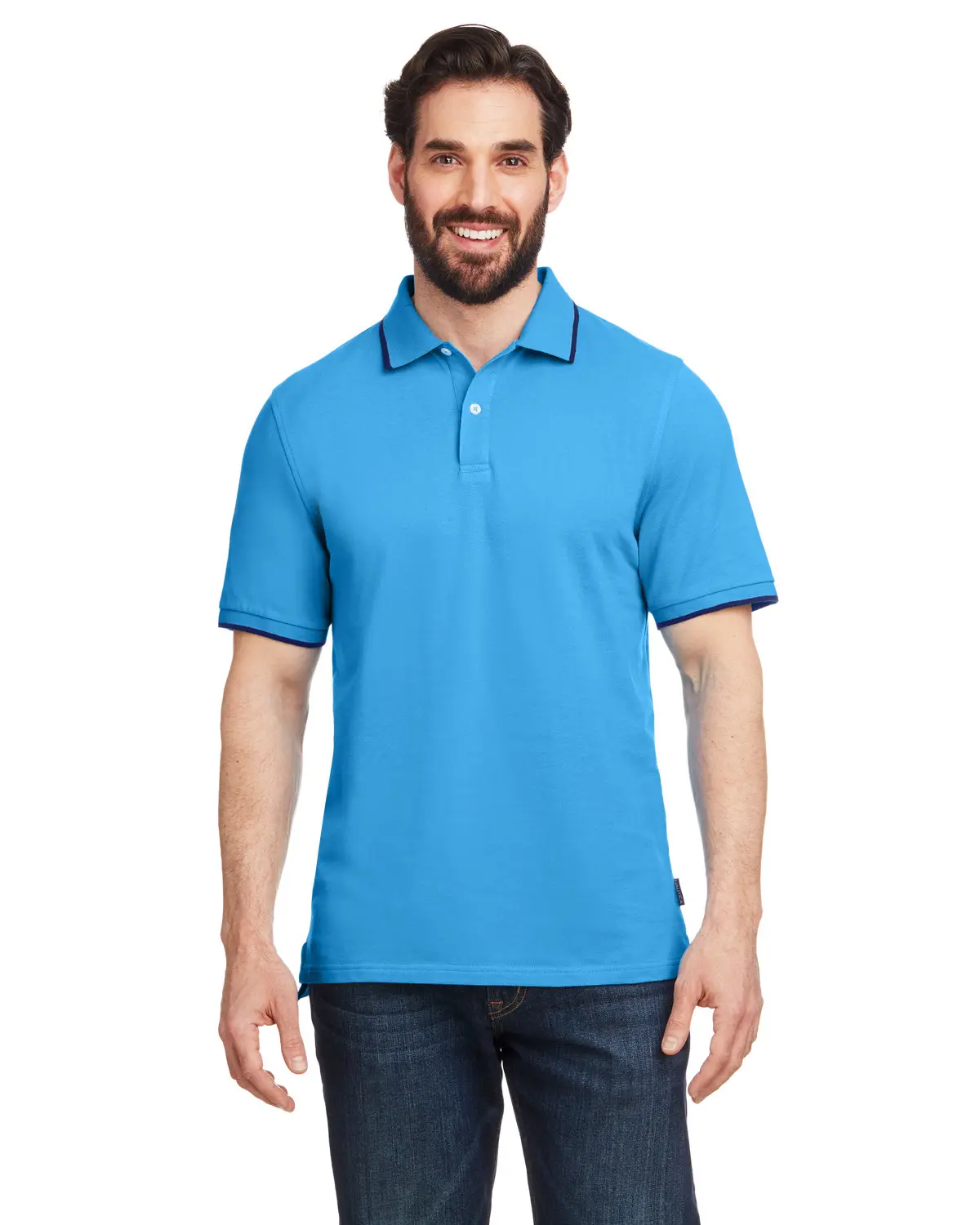Nautica Men's Contrast Ribbed Collar Short Sleeve Deck Polo Shirt