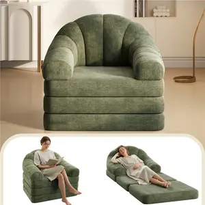 Costoffs 2-in-1 Marshmallow Sofa Bed - Upholstered Chenille Soft Couch, High Resilience, Instantly Transforms From Cozy Bean Bag to Floor Sleeper for Bedroom, Living Room