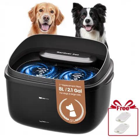 Gardner Pet UV Vortex Pet Water Fountain, 3.78L/8L Large Capacity Automatic Multi-Pet Water Dispenser with Vortex Circulation, UV & Maifan Stone Filter, Quiet Water Bowl for Multi-Pet Households