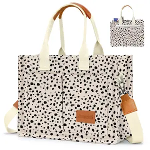 Tote Bag for Women With Compartments,Large Canvas Tote Women's Purse Crossbody Bags Work Laptop Book Bag Satchels Handbags