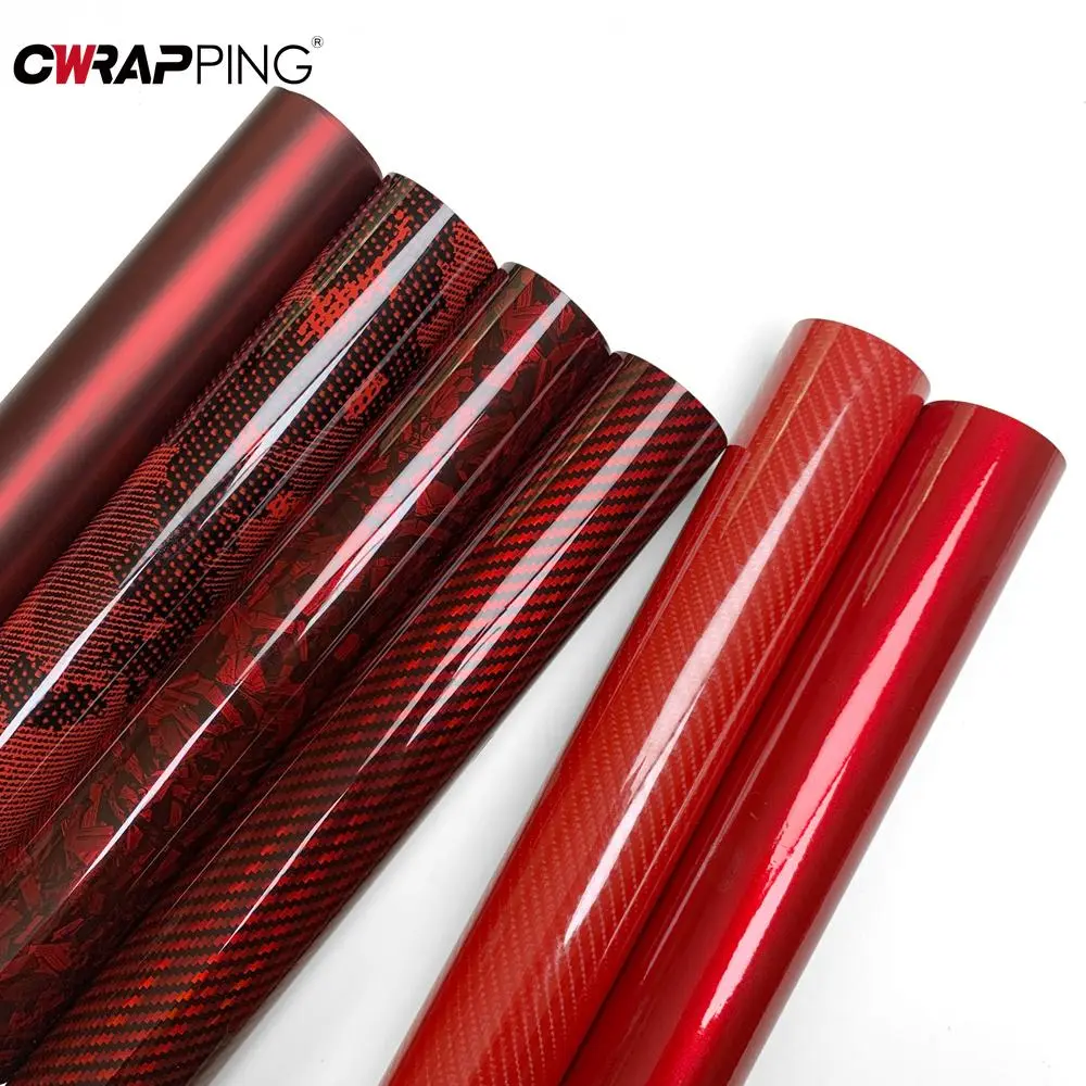 Car Stickers Glossy Red Vinyl Wrap Film Waterproof Vinyl Decorative Self-Adhesive Nti Scratch Film Car Wrap Motorcycle Stickers