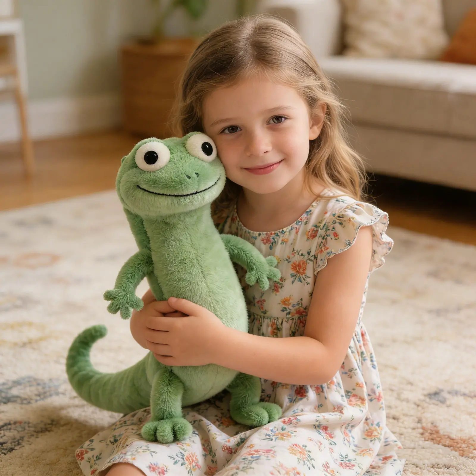 Tom Green Lizard Plush Toy Realistic Soft Stuffed Animal Doll Cute Cartoon Plushie For Kids Children Toddlers Bedroom Home Decor