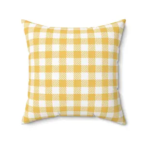 Gingham Throw Pillow Cover - Yellow & White Plaid, Cottagecore Farmhouse Spring Decor