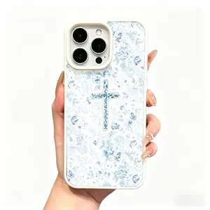Premium Magnetic Smartphone Casing for iPhone 11/12/13/14/15/16/17 Pro Max, Floral Cross Design, MagSafe Ready, Anti-Fall, Ultra-Thin Protection, Everyday Use Cellphone Handheld Accessories