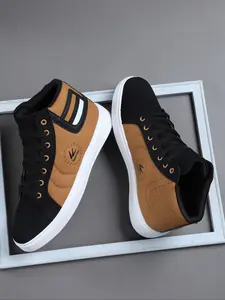 Men's High-Top Sporty Casual Sneaker Athletic Sports Shoes, Colorblock, PU Leather, Breathable, Comfortable, All Seasons, Medium Width