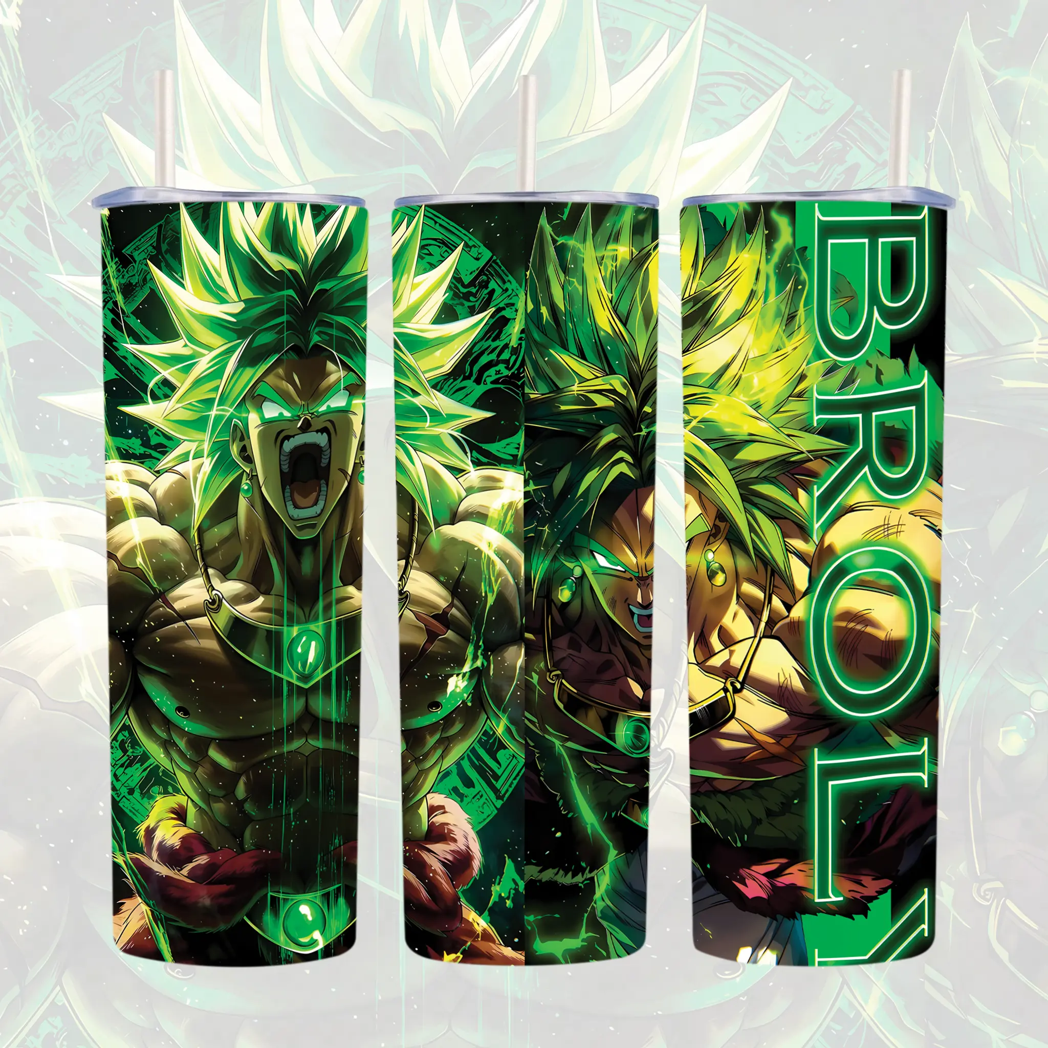 Broly Legendary Super Saiyan Anime 20oz Skinny Tumbler, Dragon Warrior Stainless Steel Insulated Travel Mug, Double Wall Vacuum Cup, Gift for Anime Fans