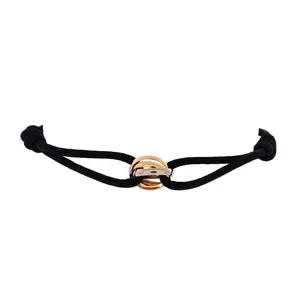 Pre-owned Cartier Trinity On Cord Bracelet Silk Cord with 18K Tricolor Gold by Rebag