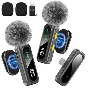 Wireless Lavalier Microphone for iPhone, Android, USB C, PC, Camera Video Recording 4 in 1 Clip-on Mics with Rotatable Clip&Denoise Recording, for Vlog Tiktok YouTube Podcast Content Creator