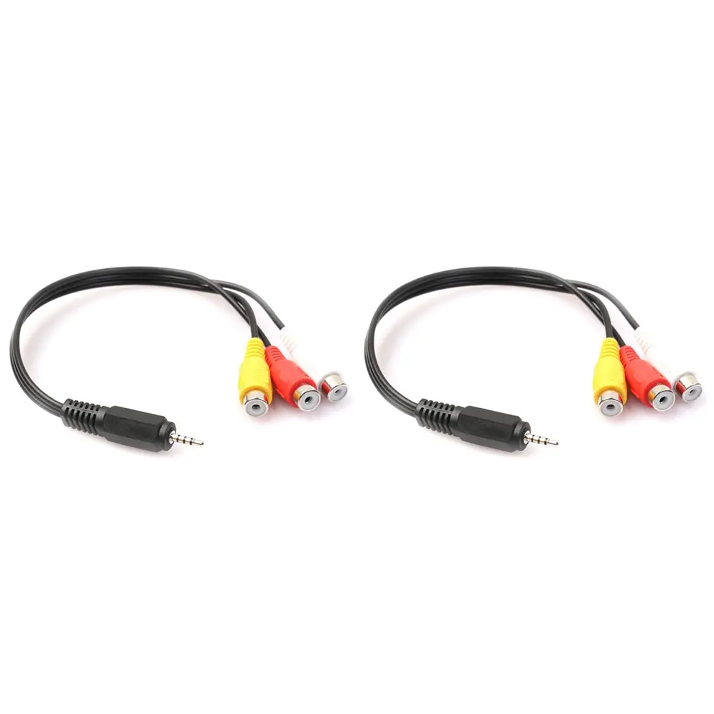 2pcs 2.5mm Mini AV Male-to-3RCA Female Copper Core Stereo Adapter Cable, Audio Video Cord for Connections (Tools & Hardware Accessories), Male-To-Female