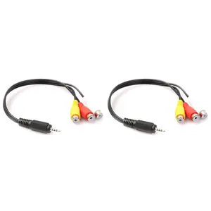 2pcs 2.5mm Mini AV Male to 3RCA Female M/F Audio Video Cable Stereo Jack Adapter Cord