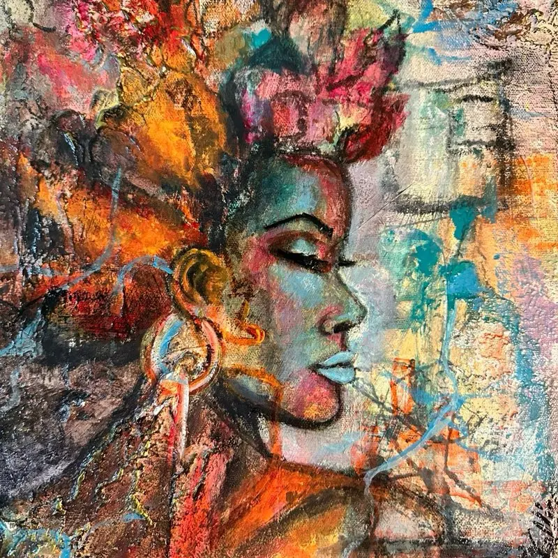 OCby OréanCollier | “Crowned in Color”-Mini Original Mixed Media Painting on Canvas                 Size: 11x14 (flat canvas panel) Decor Artistic Room Wall Decoration