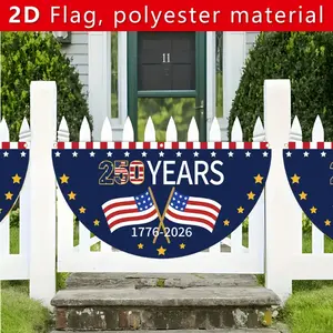2D Flat Banner, American Founding Day 250th Anniversary Fan Flag Banners, 45cm/90cm, Polyester Cloth, Ideal for Anniversaries