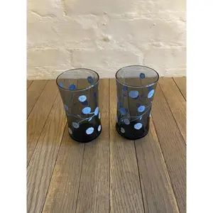 Set of 2 Blue Floral Drinking Glasses