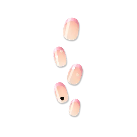 Impress French No Glue Fake Press On Nails - Ditto | French Design, Pink, Short, Oval, Manicure