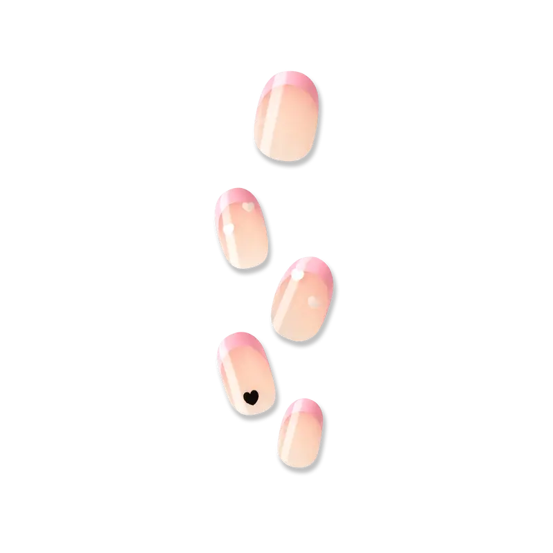Impress French No Glue Fake Press On Nails - Ditto | French Design, Pink, Short, Oval, Manicure