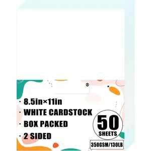 50 Sheets 130lb White Cardstock, 8.5" x 11", Extra Heavy Duty Bright White Paper for Card Base DIY Craft Card Making, 130LB Cover 350 GSM