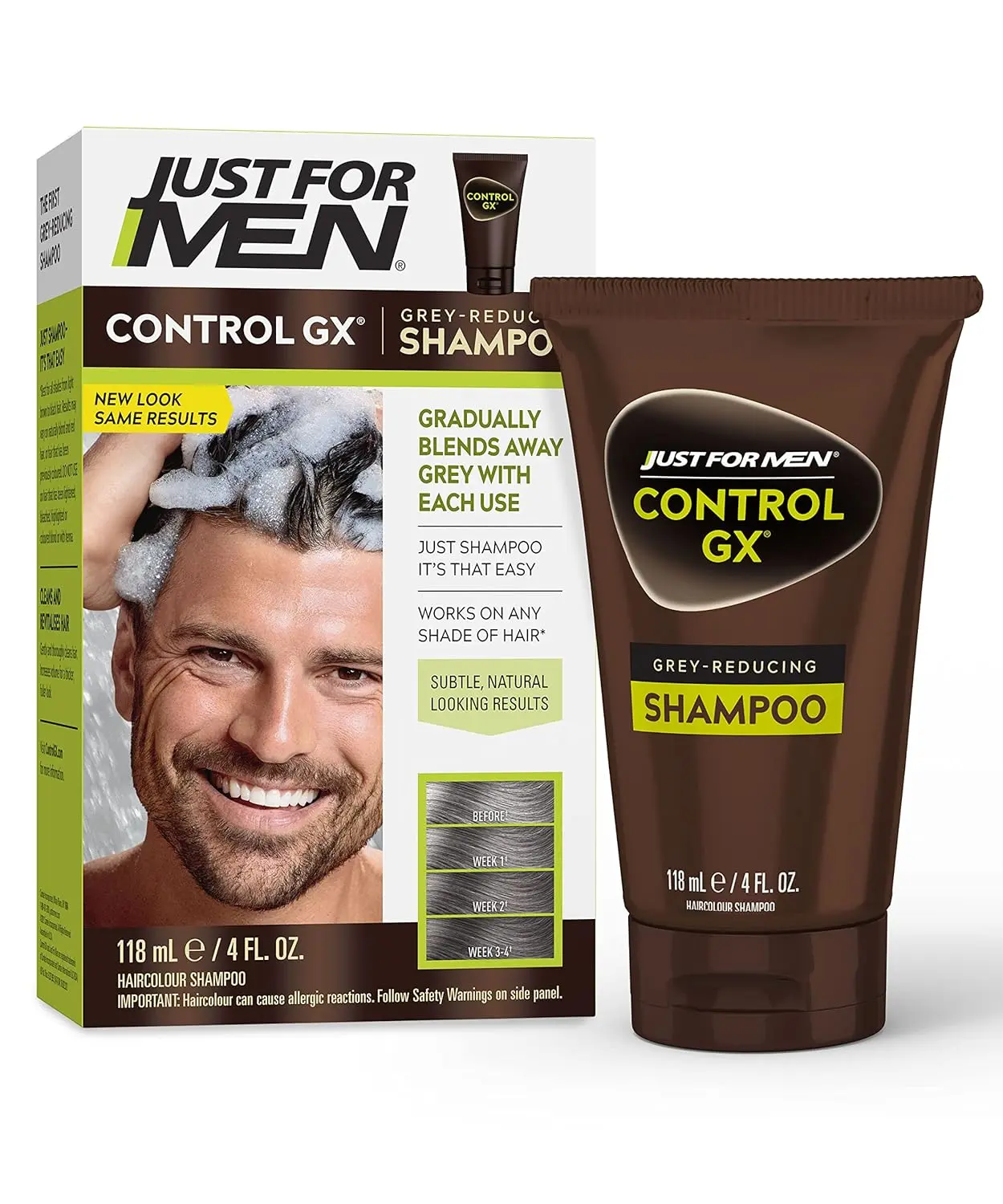 Just For Men Control GX Gradual Gray Reduction Shampoo 4oz Daily Hair Color Treatment for Healthy Scalp and Smooth Texture - Comfort