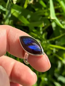 Size 7, Labradorite, Sterling Silver, Ring, Blue