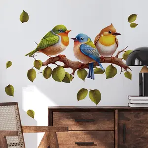 Tree Branch Bird Wall Sticker Decal, PVC Self-Adhesive Removable Decorative Wallpaper for Living Room Bedroom Background Walls