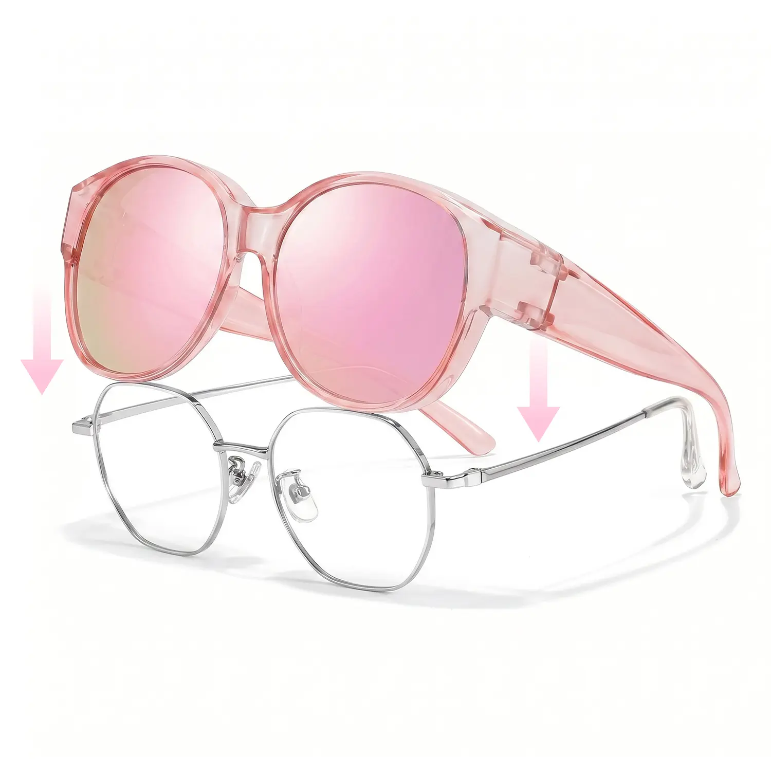 Women’s Fit Over Sunglasses, Oversized Square UV400 Sun Glasses for Wearing Over Prescription Eyeglasses, Stylish Full Rim Fashion Shades for Summer Beach Travel & Daily Wear