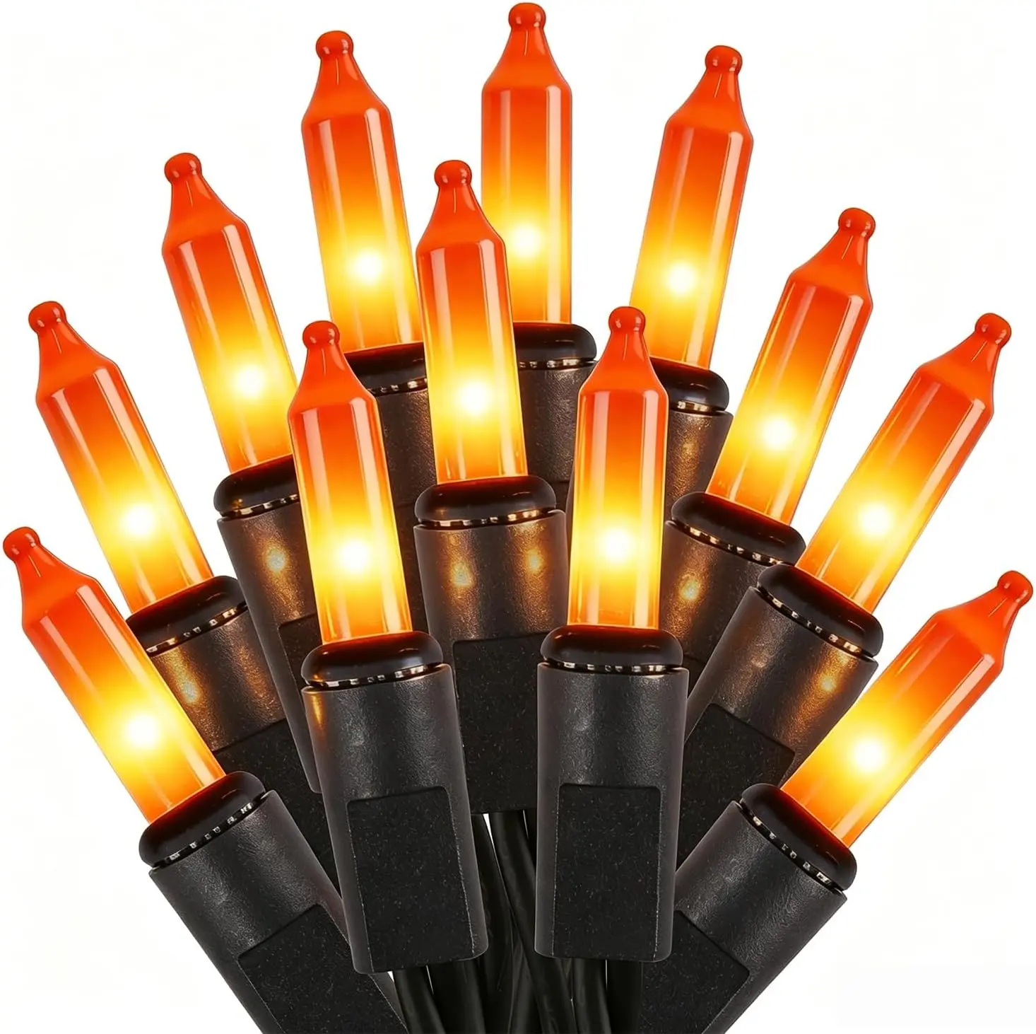 Halloween Gift Orange Halloween String Lights, 100 Count Incandescent Mini Lights with Black Wire, Connectable Outdoor Lights for Halloween, Thanksgiving, Christmas, Garland, Patio & Home Decor