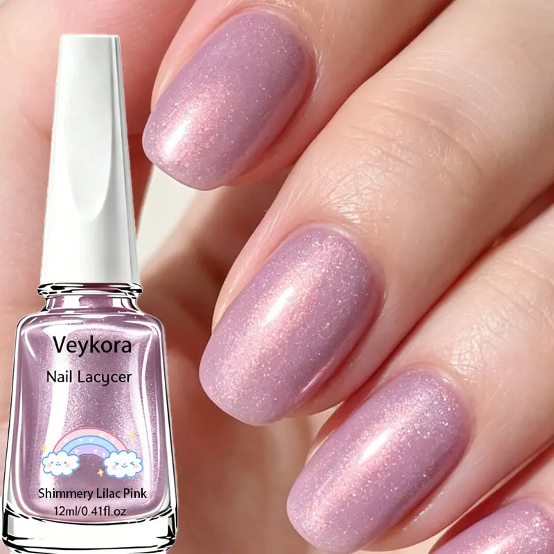 Lustrous Pearl Shimmery Non-Gel Nail Lacquer, Pastel Lilac-Pink Shade with Delicate Sparkling Iridescent Effect, Ideal for Gatherings, Weddings for Fingernail & Toenail Art