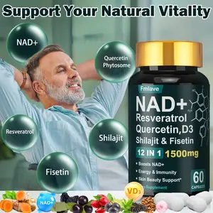 500mg NAD+ Supplement | Natural Herbs, Contains Shilajit & Resveratrol | Supports Skin Anti-Aging, Energy & Focus | Gluten-Free, Vegan Softgels, 60 Count